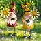 Metal Gnome Yard Art - Metal Gnome Statue -Outdoor Garden Gnome Decorations - Bee and Ladybug Art Sculpture- Christmas Holiday Lawn Patio Yard Garden Decor (Set of 2)